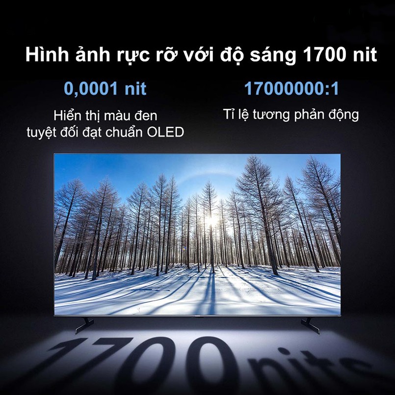 Độ sáng 1700 nit ấn tượng