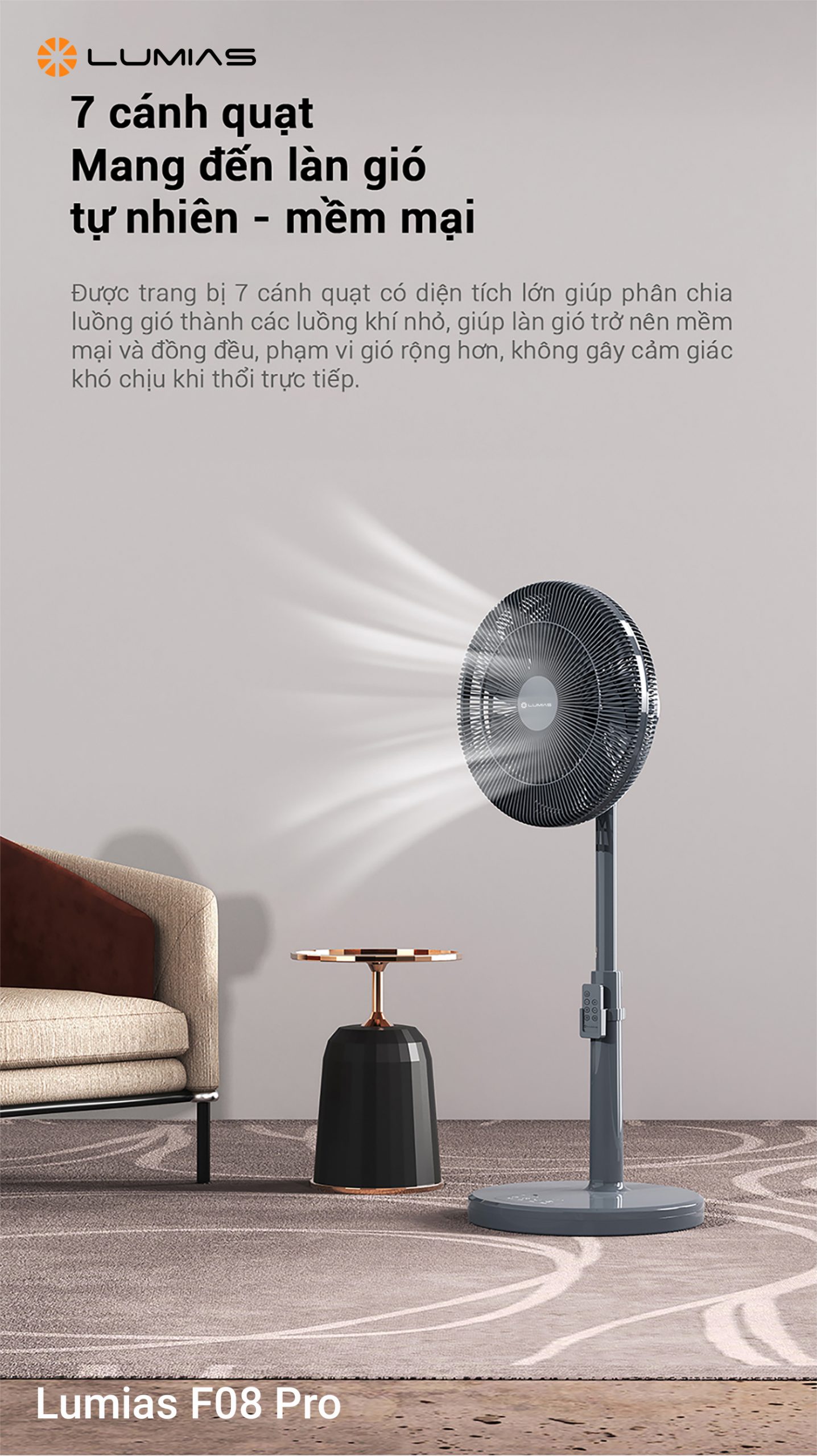 Thiết kế cánh quạt Lumias F08 Pro