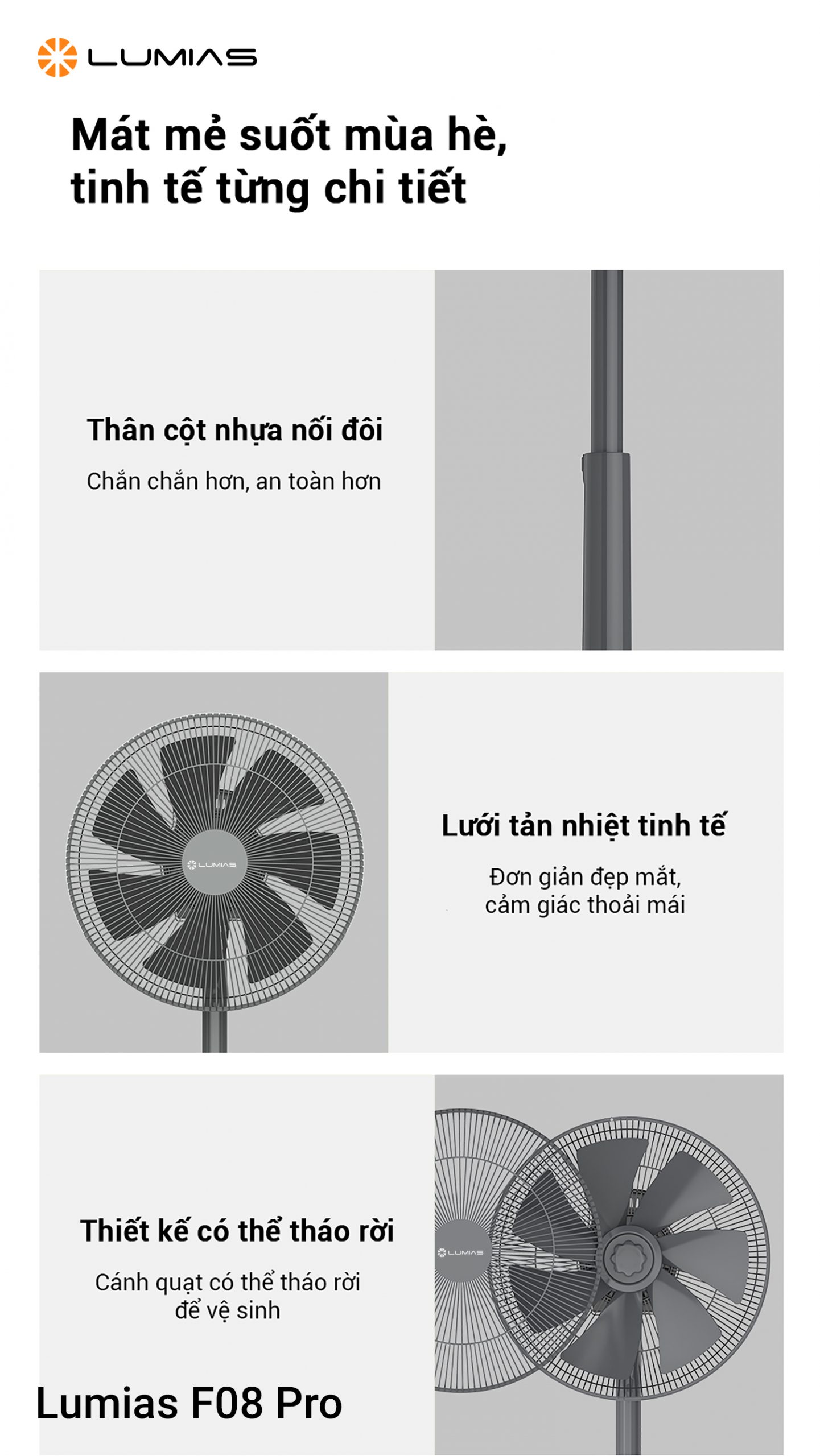 Chi tiết quạt Lumias F08 Pro