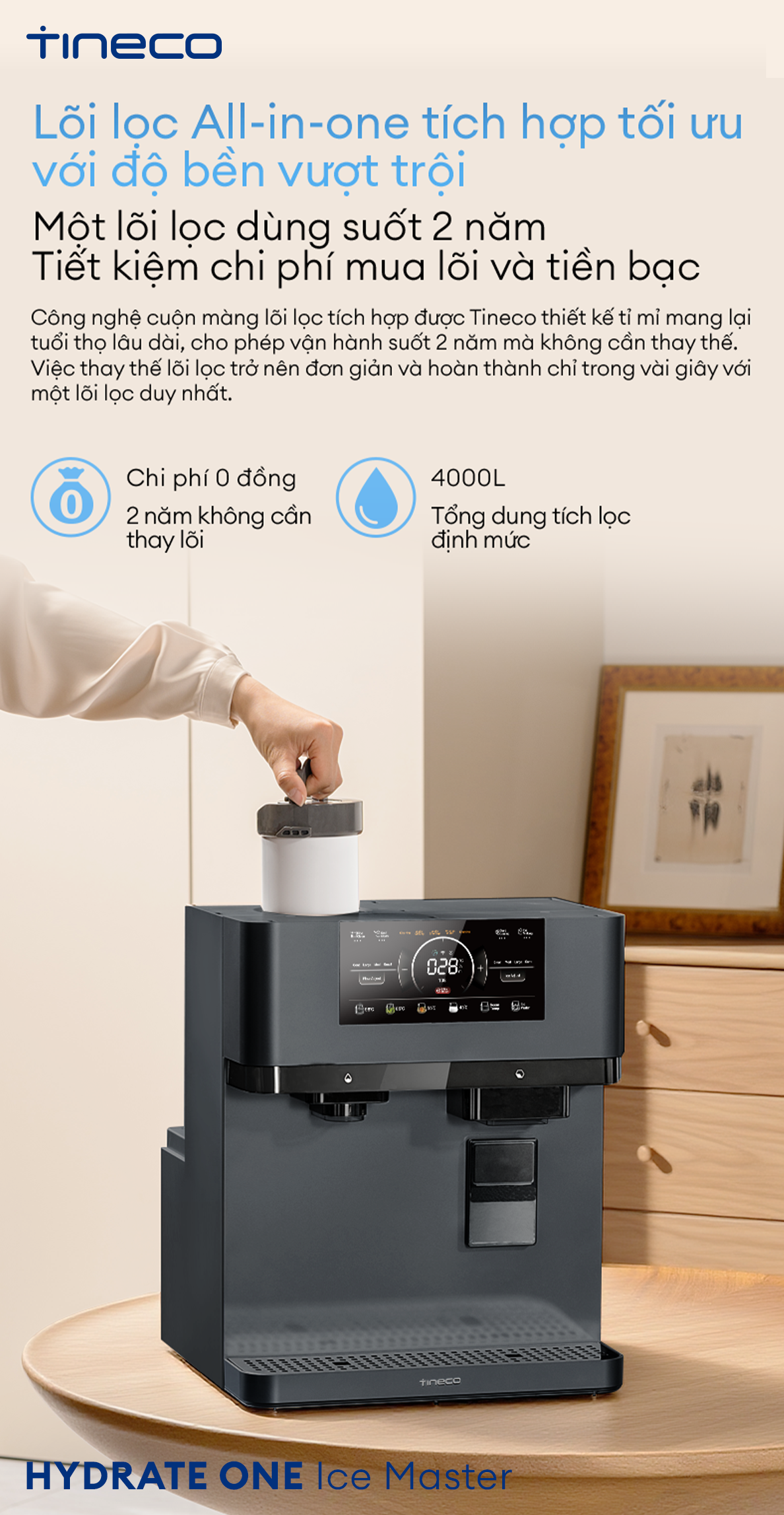 Tuổi thọ lõi lọc lên đến 2 năm